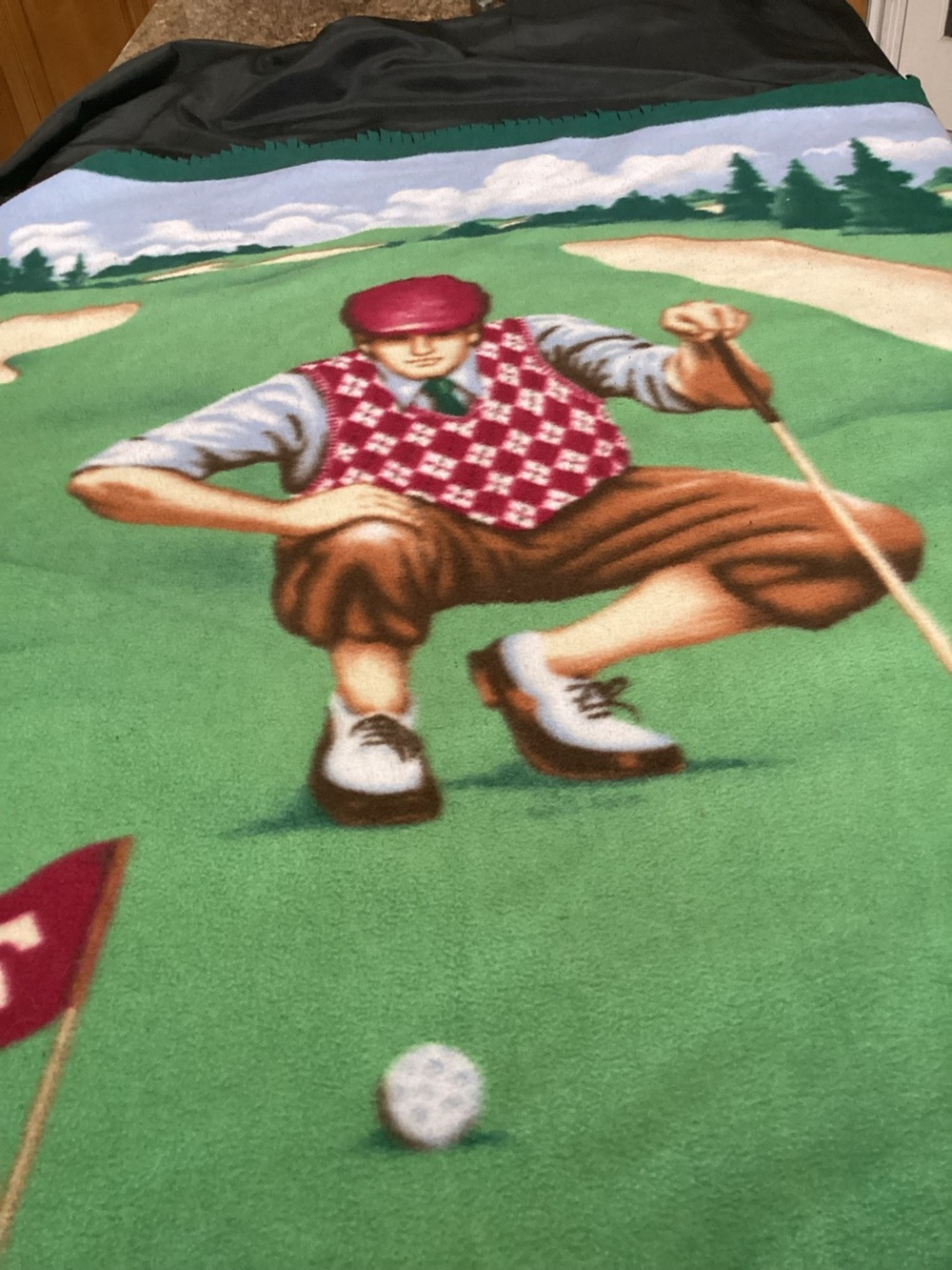 Payne Stewart,Vintage Golf Player Throw Blanket - Green, Red, Brown,
Size 57x57